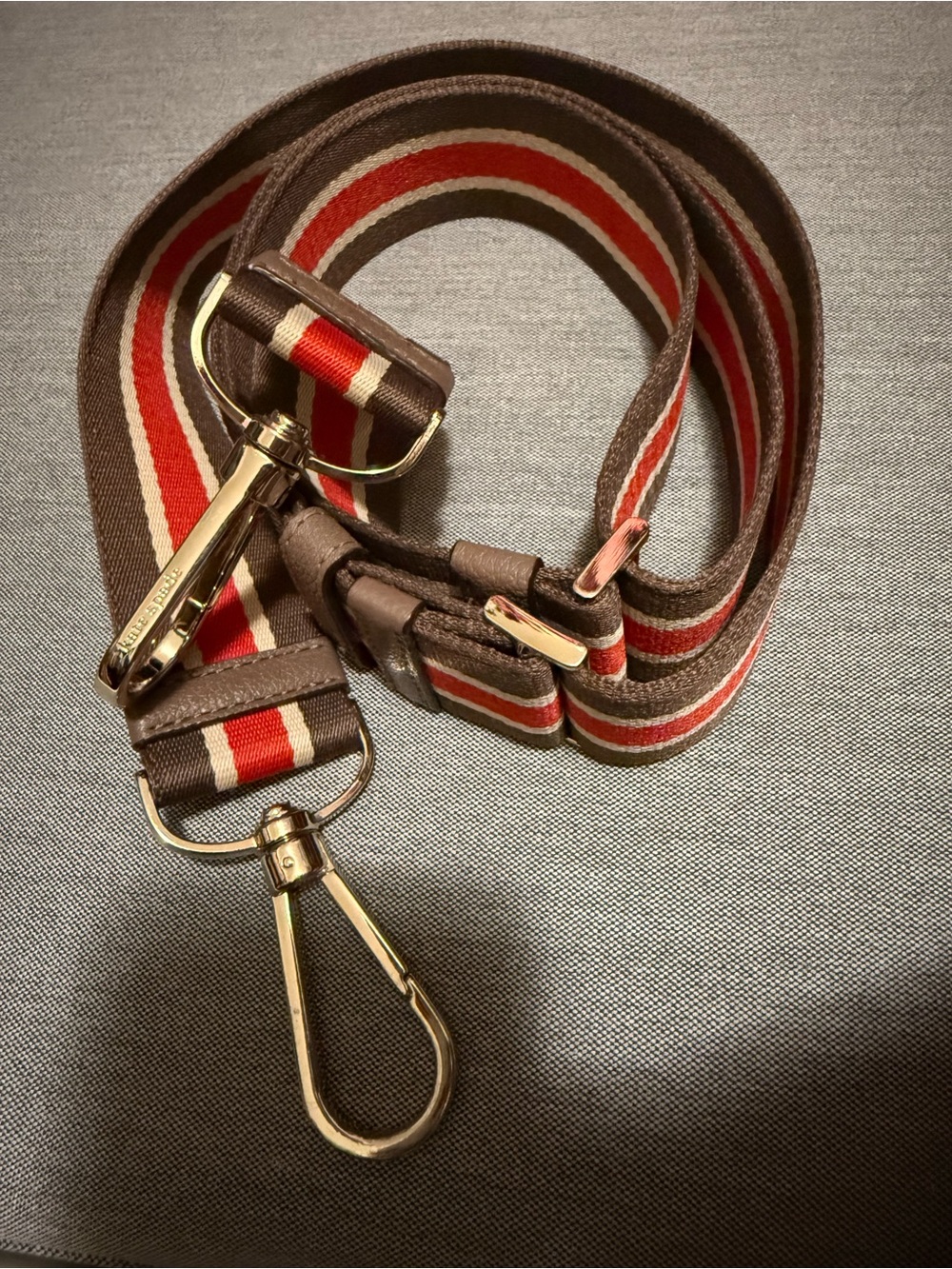 kate spade Brown, Red and Cream Striped Adjustable guitar Strap